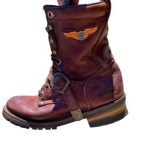 Vintage Women’s Harley Davidson Motorcycle Boots 7.5 Lace Up Buckle Shoes